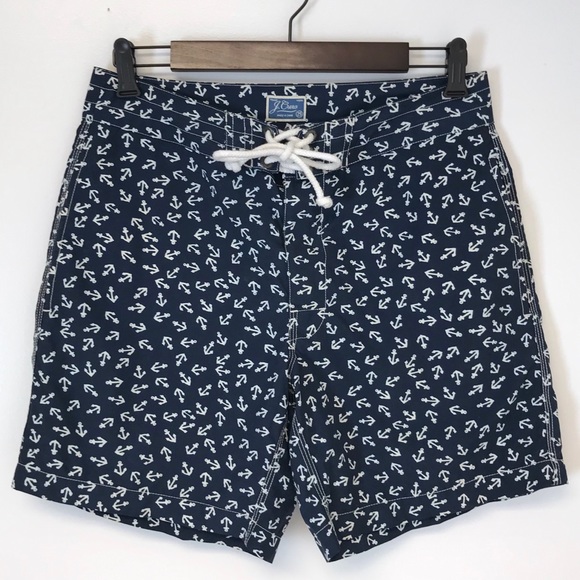 J. Crew Other - J. Crew | Navy & white anchor board shorts swim 29